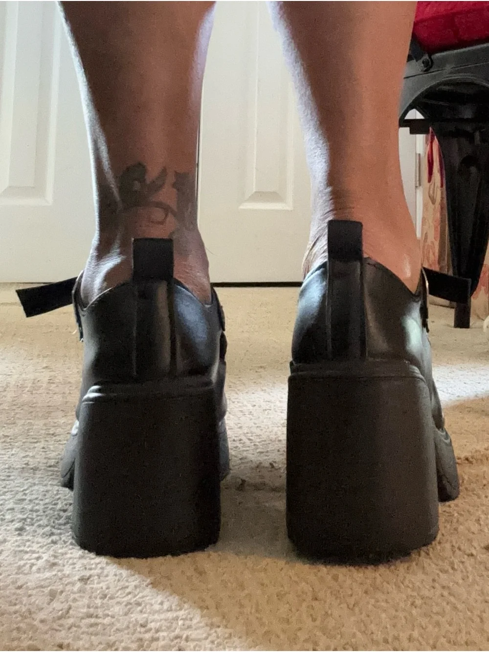 Black Mary Jane Platform Heels with Bow